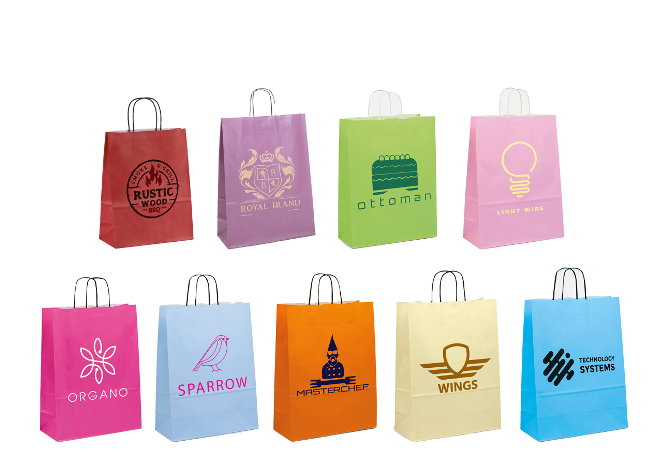 1 Colour Print Twisted Handle Paper Bags