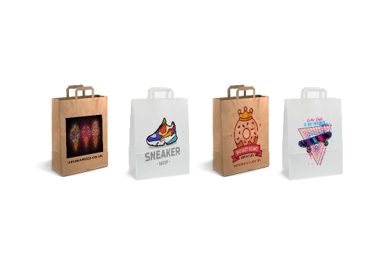 Full Colour Print Flat Handle Paper Bags