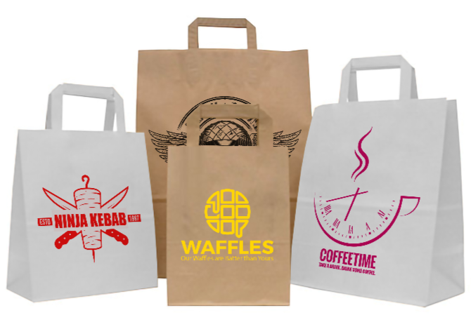 1 Colour Print Flat Handle Budget Paper Bag