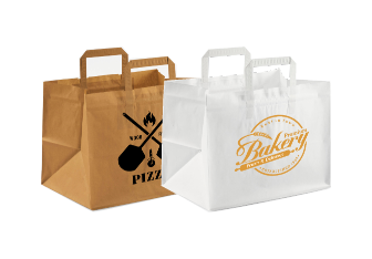 1 Colour Print Small Wide Base Flat Handle Paper Bags